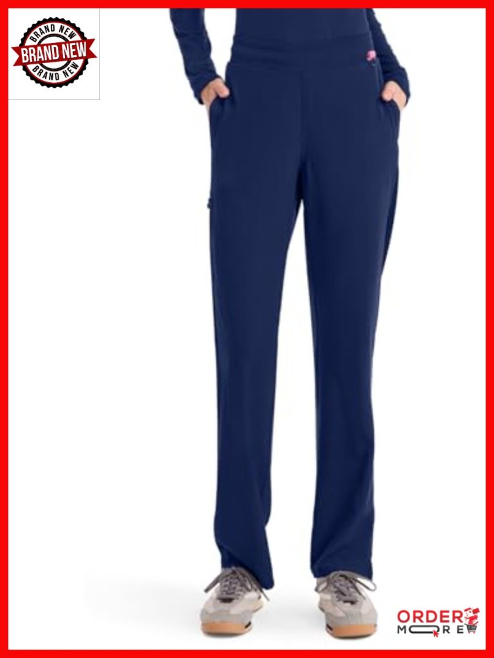 High Rise Straight Leg Scrub Pants Moisture Wicking 360 Stretch 4 Pockets
